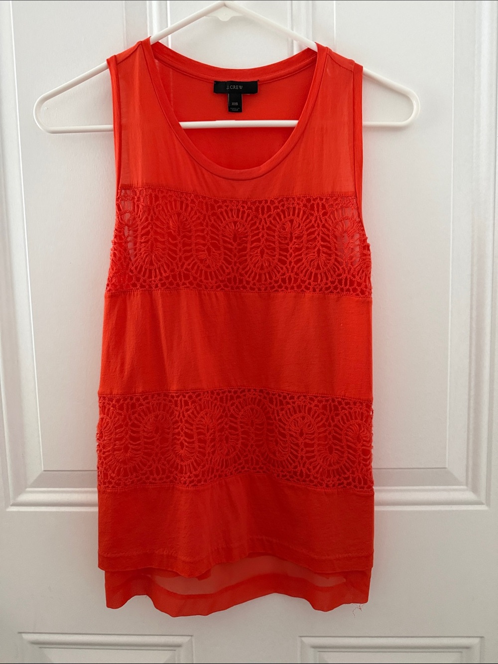 ✨J.Crew Orange Crochet Detail Sleeveless Tank Top - Size XXS🧡
